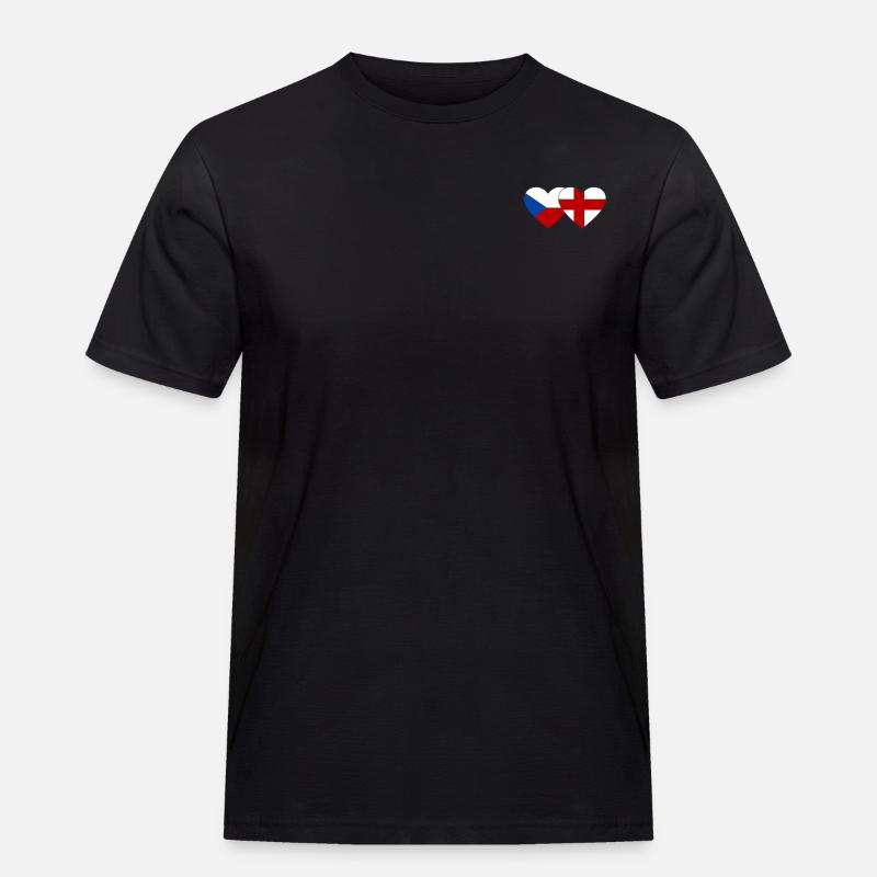 République tchèque Angleterre Drapeau Coeur - T-shirt Workwear homme - noir