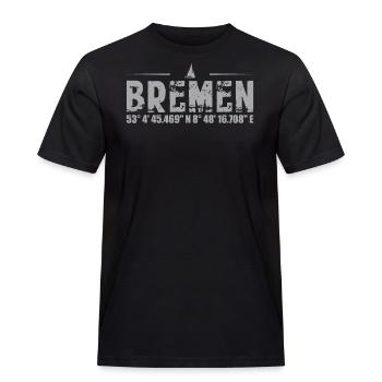 Bremen Stadt | Koordinaten Norddeutsche Geschenk - Männer Workwear T-Shirt - Schwarz - Vorne - AI Model Male 178 light (178cm)