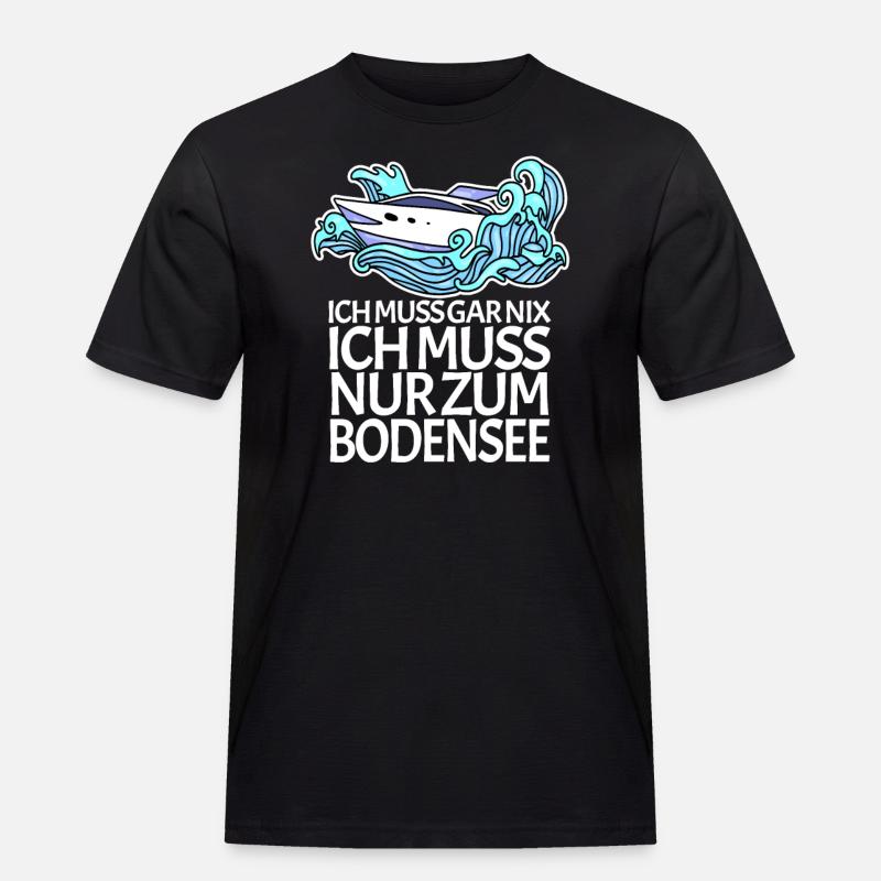 Bodensee - Männer Workwear T-Shirt - Schwarz
