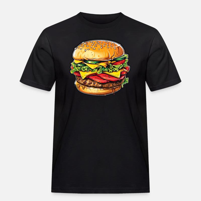 Cheeseburger Euphorie - Männer Workwear T-Shirt - Schwarz