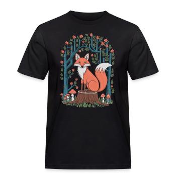 Cottagecore Fuchs im Märchenwald - Männer Workwear T-Shirt - Schwarz - Vorne - AI Model Male 178 light (178cm)