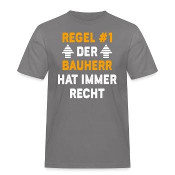 Bauherr Geschenk Geburtstag Spruch - Männer Workwear T-Shirt - Grau - Vorne - AI Model Male 185 dark (185cm)