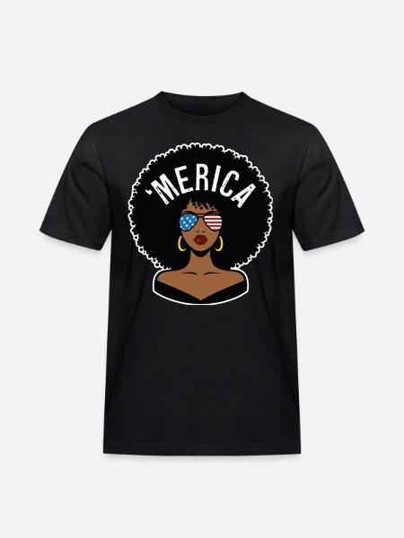"merica Afro - Männer Workwear T-Shirt - Schwarz