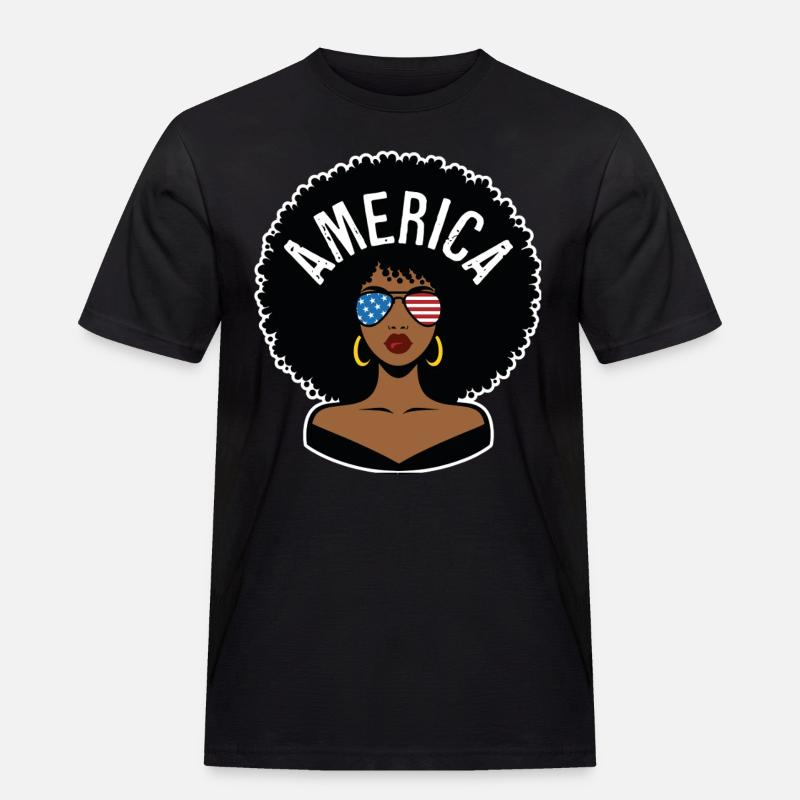 Amerika Afro - Männer Workwear T-Shirt - Schwarz