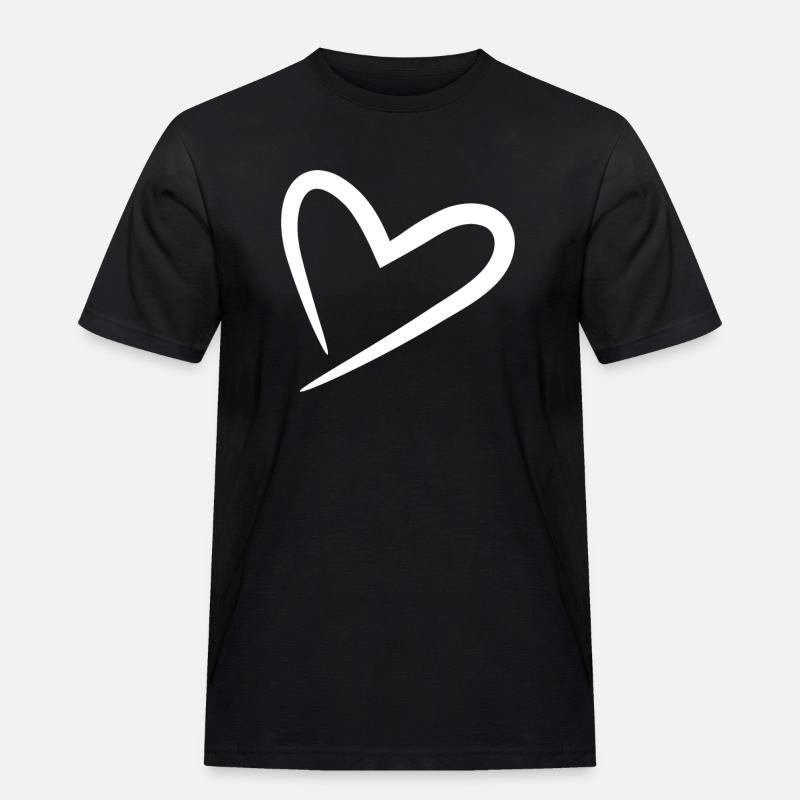 Herz weiß modern - Männer Workwear T-Shirt - Schwarz