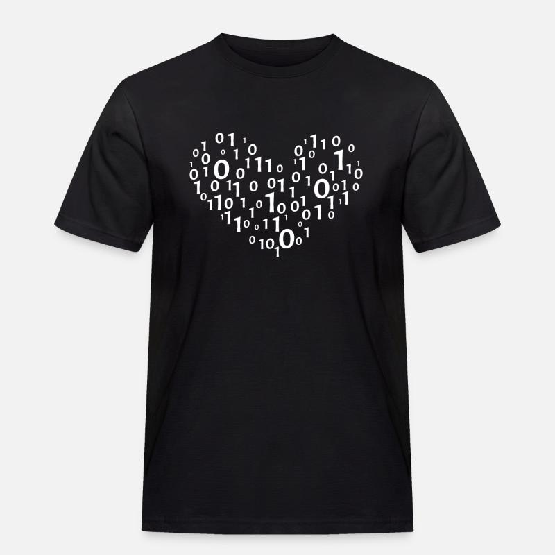Heart binary coding - Men's Workwear T-Shirt - black