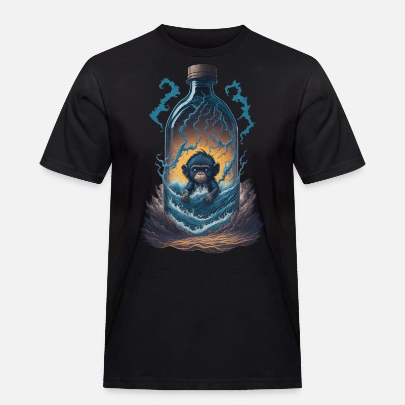 Affe - Männer Workwear T-Shirt - Schwarz