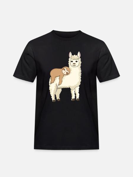 Funny sloth riding llama - Men's Workwear T-Shirt - black