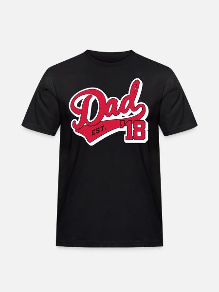 Dad est. ' 18 - Papa since 2018-pregnancy-baby - Men's Workwear T-Shirt - black