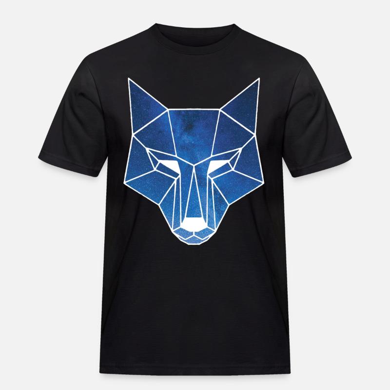 Weißer Wolf und Sternenhimmel - Männer Workwear T-Shirt - Schwarz