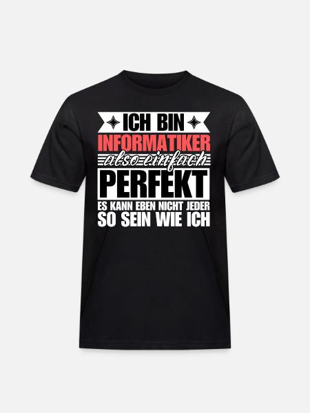 Perfekter Informatiker - Männer Workwear T-Shirt - Schwarz