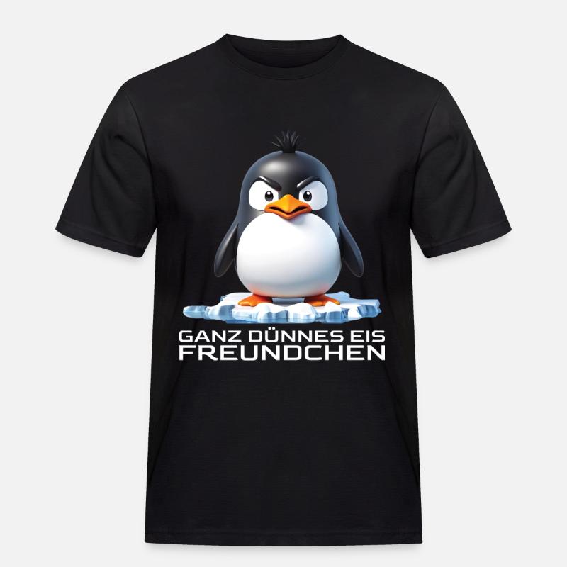 Ganz dünnes Eis Freundchen Pinguin - Männer Workwear T-Shirt - Schwarz