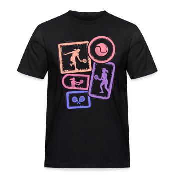 Padel Tennis Padel Girls Women Padel - Men's Workwear T-Shirt - black - Front - AI Model Male 178 light (178cm)