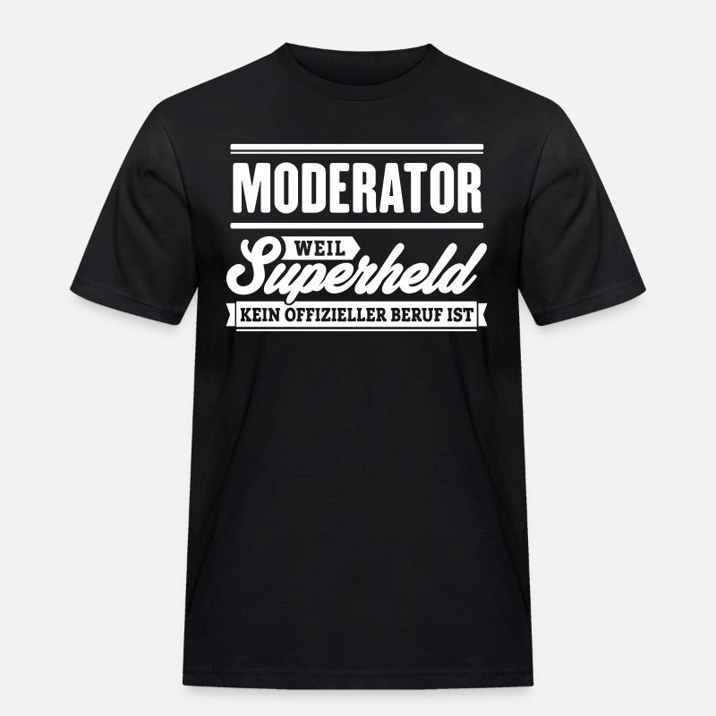 Superheld Moderator - Männer Workwear T-Shirt - Schwarz