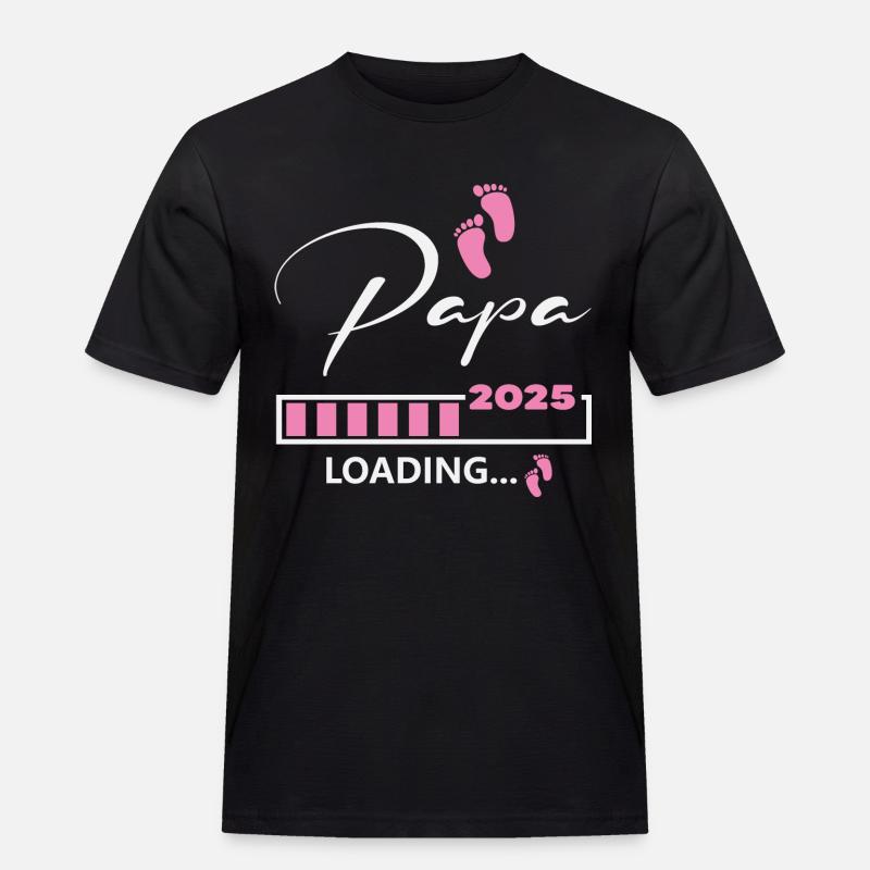 Papa 2025 loading - Männer Workwear T-Shirt - Schwarz
