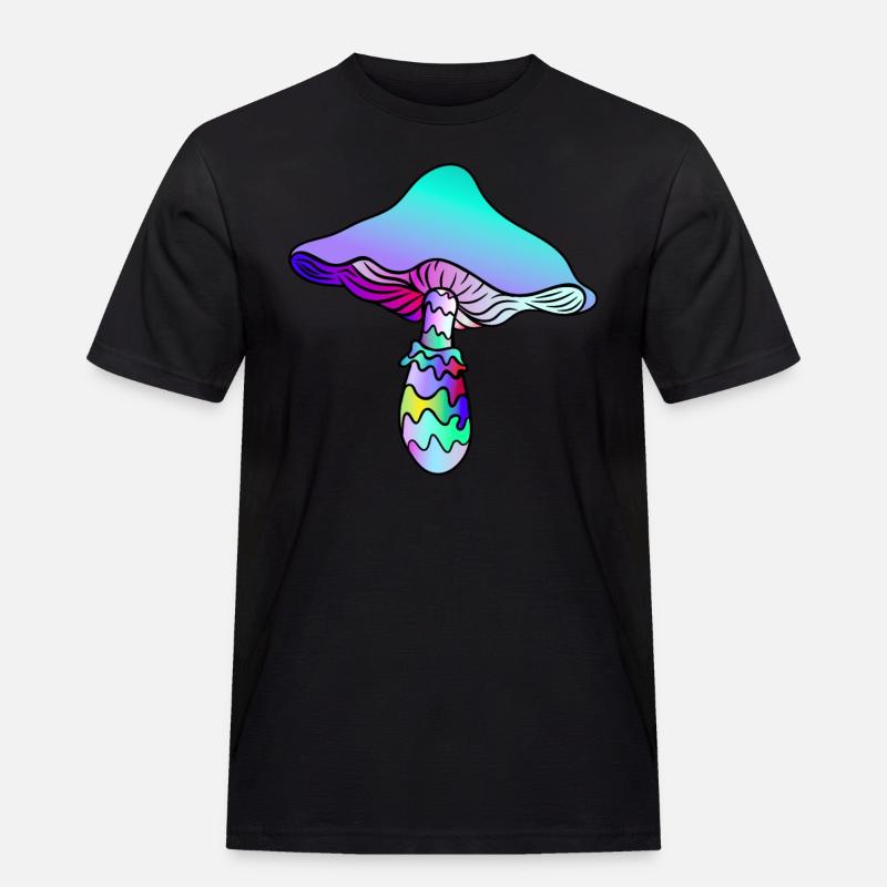 Psychedelischer Pilz - Regenbogen-Pilz - Männer Workwear T-Shirt - Schwarz