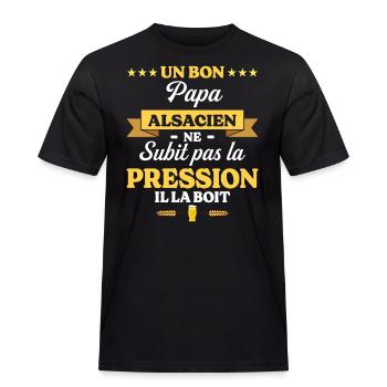 Papa Alsacien Ne Subit Pas La Pression Humour Papa - T-shirt Workwear homme - noir - Devant - AI Model Male 178 light (178cm)