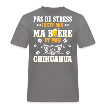 Humour Apéro Bière Papa Chien Chihuahua - T-shirt Workwear homme - gris - Devant - AI Model Male 185 dark (185cm)