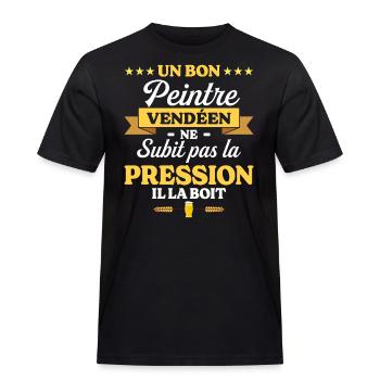 Peintre Vendéen Vendée Humour Peintre - T-shirt Workwear homme - noir - Devant - AI Model Male 178 light (178cm)