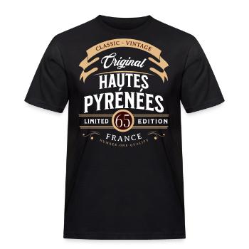 Hautes-Pyrénées Département France - T-shirt Workwear homme - noir - Devant - AI Model Male 178 light (178cm)