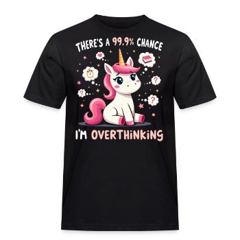 Einhorn denkt zu sarkastischen Humor - Männer Workwear T-Shirt - Schwarz - Vorne - AI Model Male 178 light (178cm)