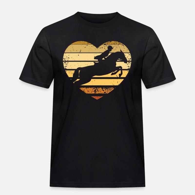 Springreiten Herz - Männer Workwear T-Shirt - Schwarz