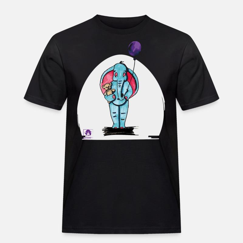 Elijah der Elefant - Männer Workwear T-Shirt - Schwarz