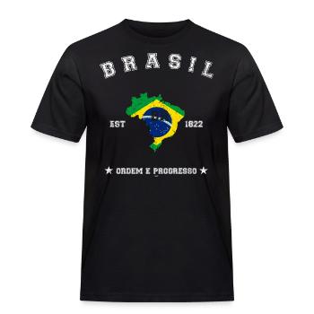 Brasil vintage flag-map - Männer Workwear T-Shirt - Schwarz - Vorne - AI Model Male 178 light (178cm)