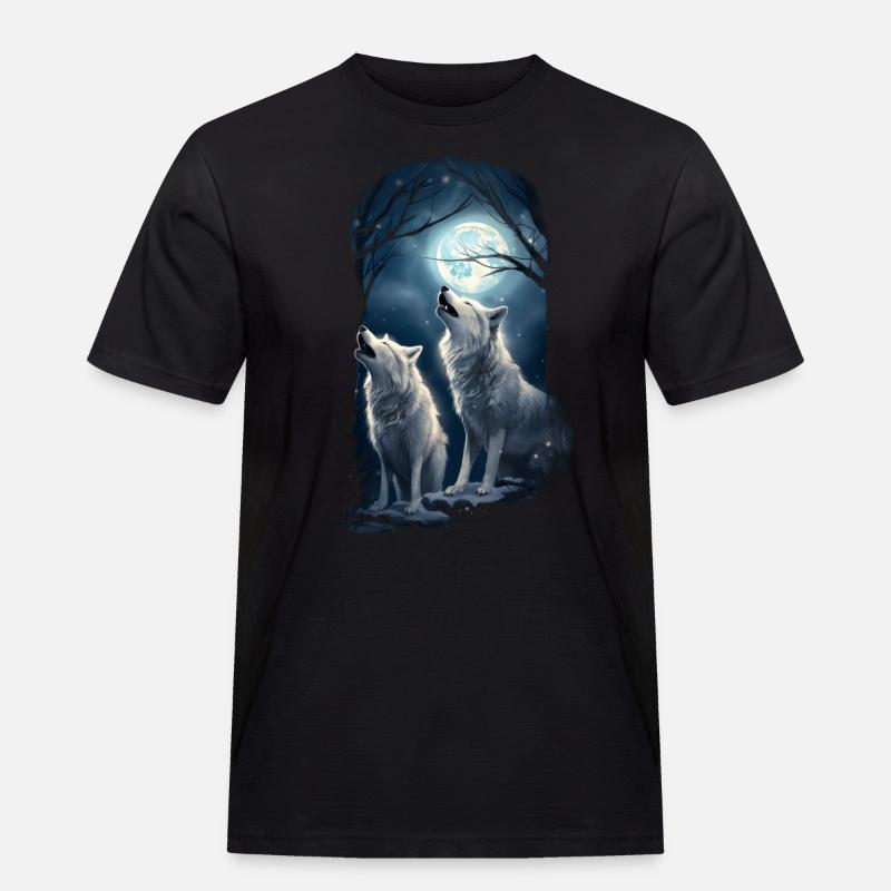 Weißer Wolf Geschenk - Männer Workwear T-Shirt - Schwarz