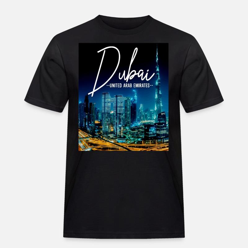 Dubai Skyline UAE Souvenir - Männer Workwear T-Shirt - Schwarz