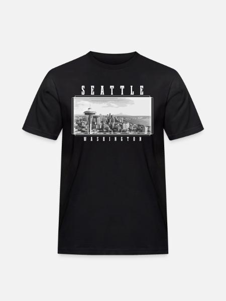 Seattle Washington Souvenir Gift - Men's Workwear T-Shirt - black