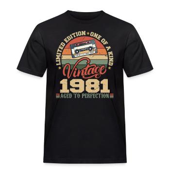 Jahrgang 1981 Retro 1981 Geburtstagsgeschenk - Männer Workwear T-Shirt - Schwarz - Vorne - AI Model Male 178 light (178cm)