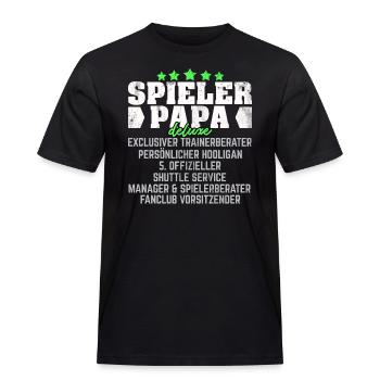 SPIELER PAPA LUSTIGER SPRUCH GESCHENK - Männer Workwear T-Shirt - Schwarz - Vorne - AI Model Male 178 light (178cm)