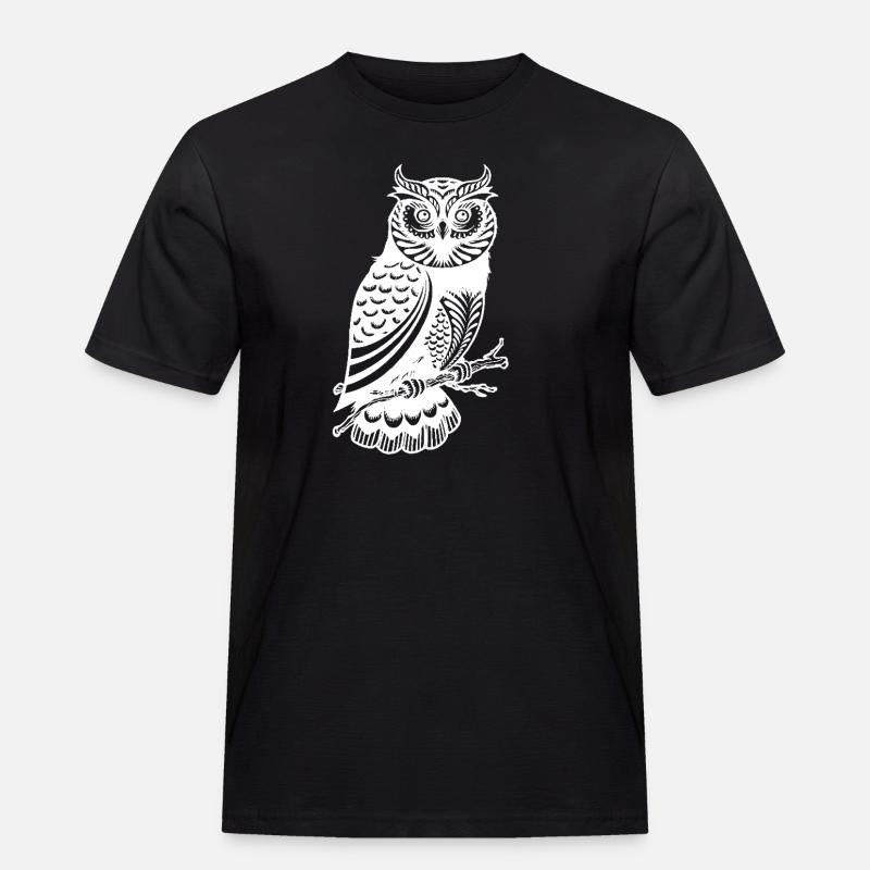 Hübsche Eule - Männer Workwear T-Shirt - Schwarz