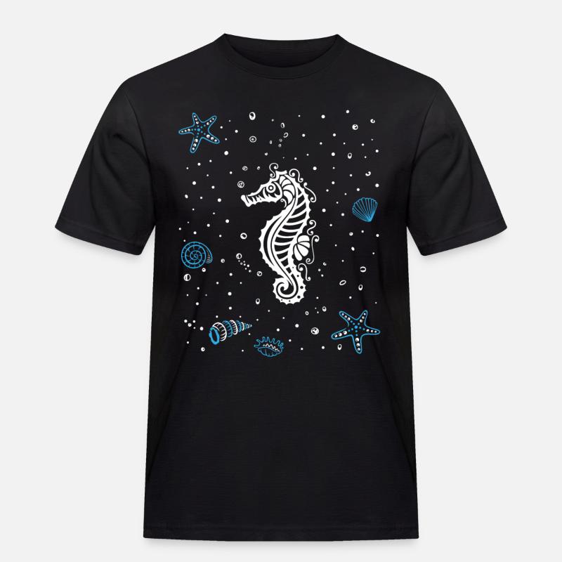 Seepferdchen mit Wasserspritzer. Maritim. - Männer Workwear T-Shirt - Schwarz