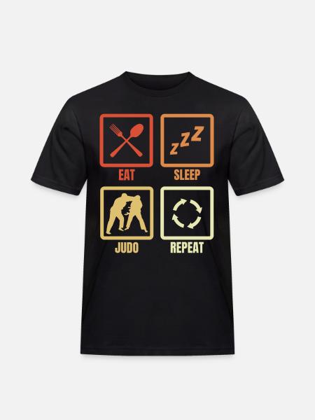 Eat Sleep Judo Repeat - Männer Workwear T-Shirt - Schwarz
