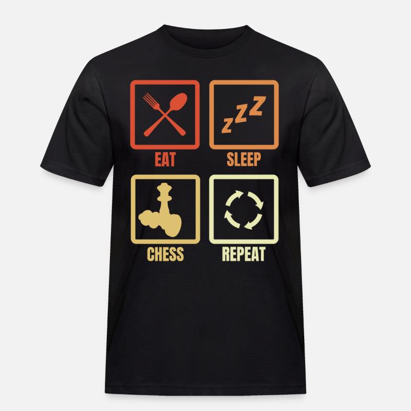 Eat Sleep Chess Repeat - Männer Workwear T-Shirt - Schwarz