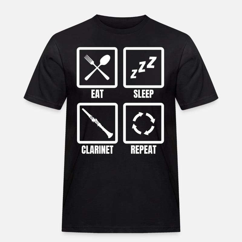Eat Sleep Clarinet Repeat - Männer Workwear T-Shirt - Schwarz
