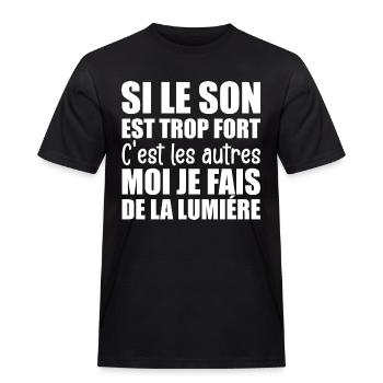 Technicien du Spectacle Fait De La Lumière - T-shirt Workwear homme - noir - Devant - AI Model Male 178 light (178cm)