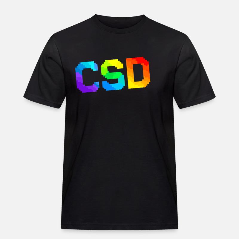 CSD - Pixel Pride Flag - Männer Workwear T-Shirt - Schwarz