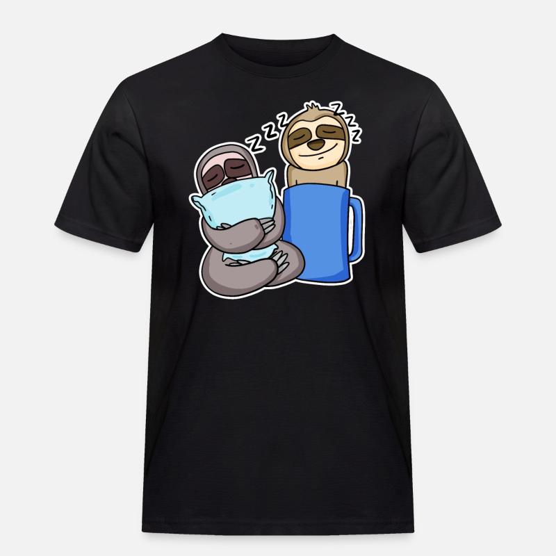 Faultiere - Männer Workwear T-Shirt - Schwarz