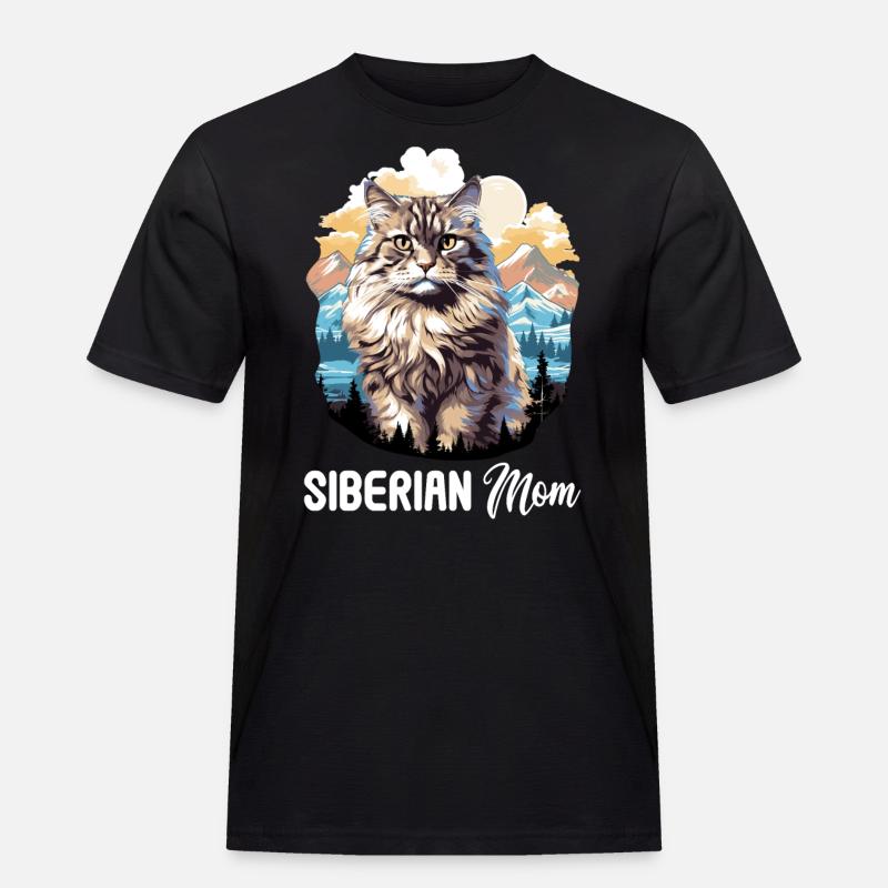 Siberian Cat Sibirische Katze - Männer Workwear T-Shirt - Schwarz