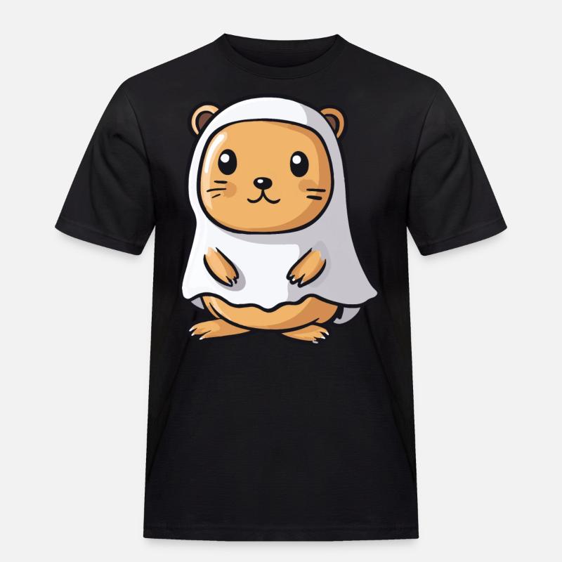 Biber Halloween Comic Geist - Männer Workwear T-Shirt - Schwarz