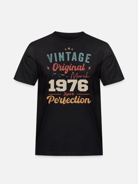 Maart 1976 Vintage Born Vintage verjaardag - Mannen Workwear T-shirt - zwart