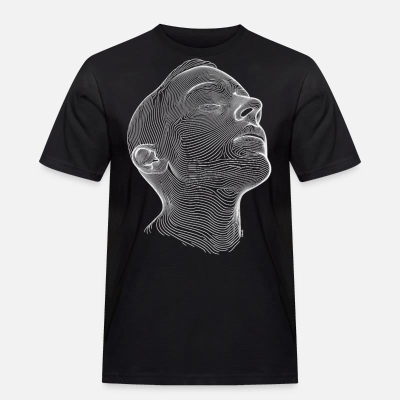 3d head - Männer Workwear T-Shirt - Schwarz