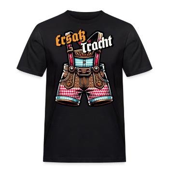 ERSATZ TRACHT LEDERHOSN - Männer Workwear T-Shirt - Schwarz - Vorne - AI Model Male 178 light (178cm)