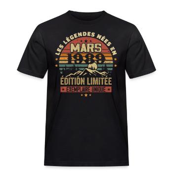 Vintage 1989 Mars Cadeau Anniversaire Rétro 1989 - T-shirt Workwear homme - noir - Devant - AI Model Male 178 light (178cm)