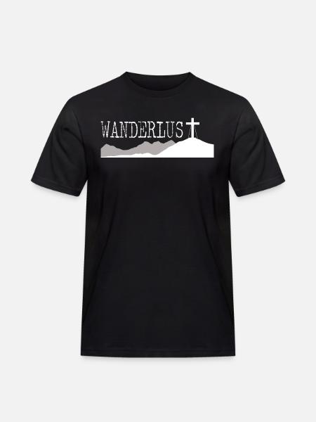 Wanderlust - Männer Workwear T-Shirt - Schwarz