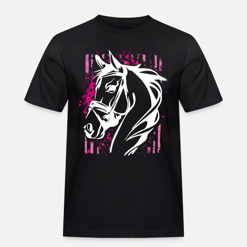 Graffiti-Stil Pferd mit Pinkem Farbsplash - Männer Workwear T-Shirt - Schwarz