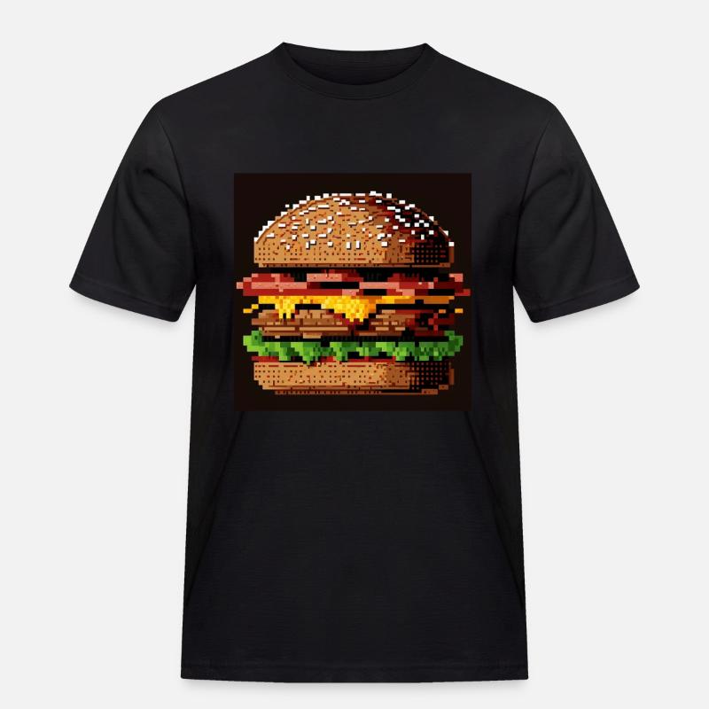 8-Bit-Burger, Pixel-Art - Männer Workwear T-Shirt - Schwarz